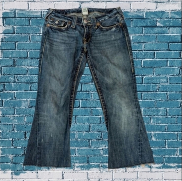 True Religion Jeans Joey Big 1 distressed cropped Casual relaxed denim W 29 L24 - Picture 2 of 8
